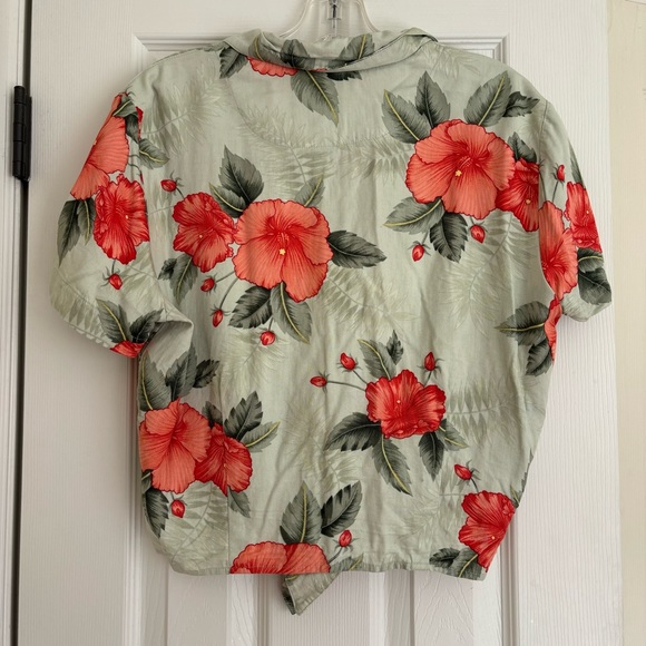 Retro 1950s HAVANA JACKS CAFE Hibiscus CROPPED Camp HAWAIIAN SHIRT with/ Tie - Picture 4 of 7